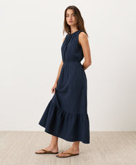Coastal Double Gauze Tiered Midi Dress