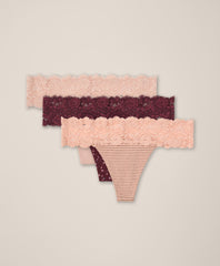 Lace Waist Thong 3-Pack