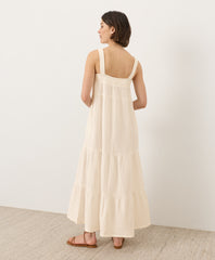 Coastal Double Gauze Strappy Tiered Maxi Dress