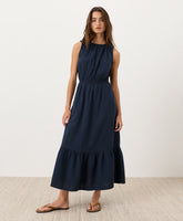 Coastal Double Gauze Tiered Midi Dress