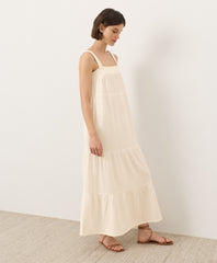 Coastal Double Gauze Strappy Tiered Maxi Dress