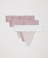 Lace Waist Thong 3-Pack