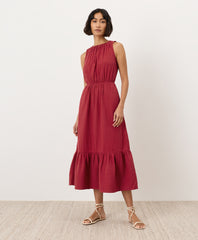 Coastal Double Gauze Tiered Midi Dress