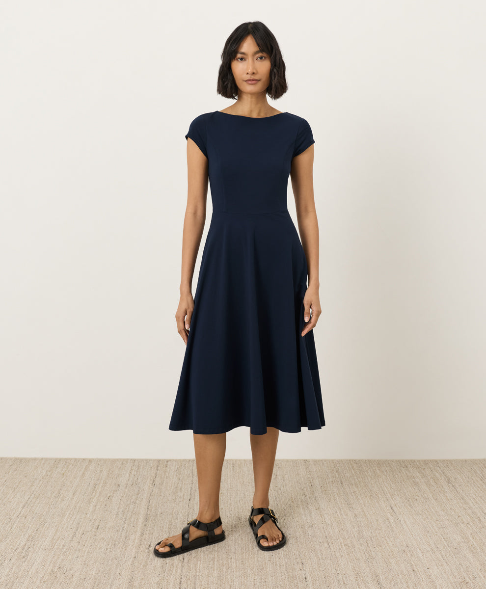 Fit & Flare Ballet Neck Dress
