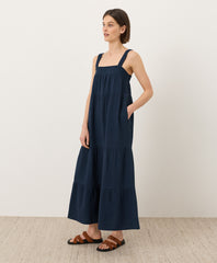 Coastal Double Gauze Strappy Tiered Maxi Dress