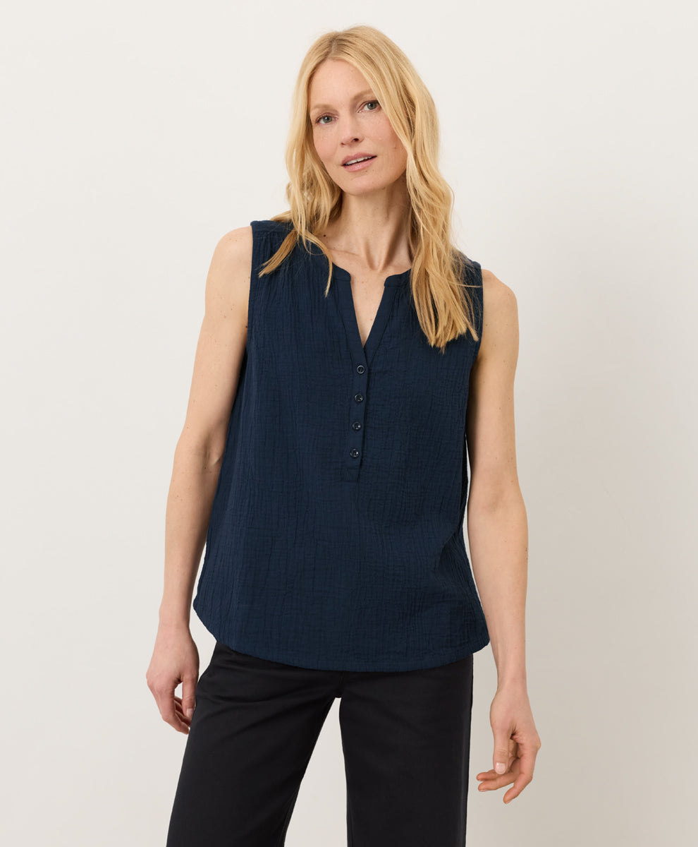 Coastal Double Gauze Henley Tank