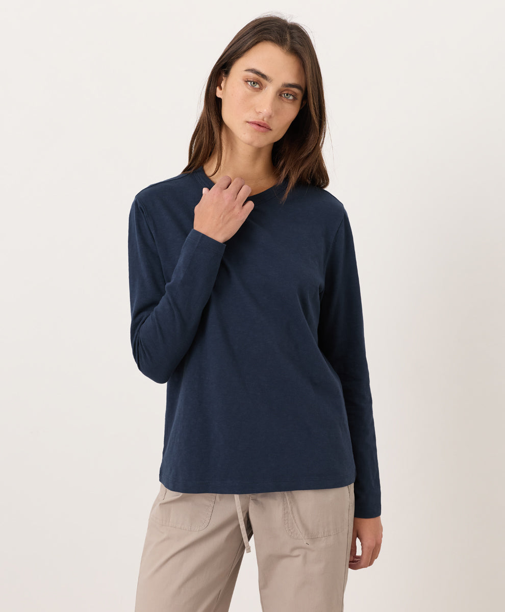 Soft-Slub Essential Crewneck Long Sleeve Tee