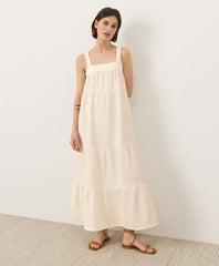 Coastal Double Gauze Strappy Tiered Maxi Dress