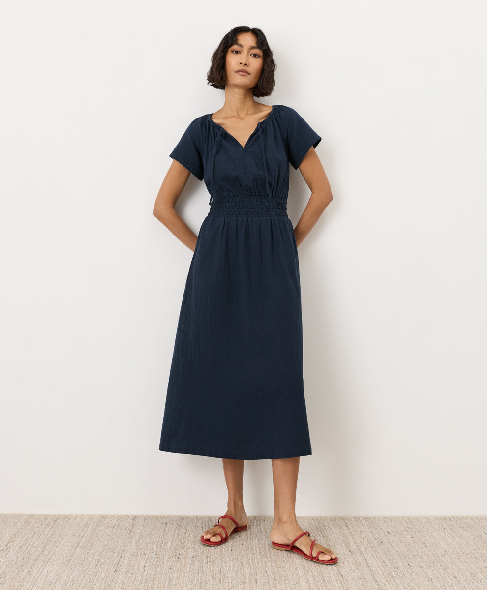Coastal Double Gauze Boho Midi Dress