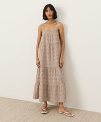 Coastal Double Gauze Strappy Tiered Maxi Dress