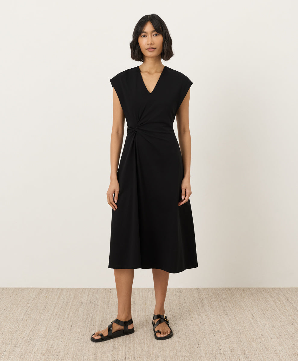 Fit & Flare V-Neck Twist Dress