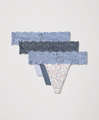 Lace Waist Thong 3-Pack