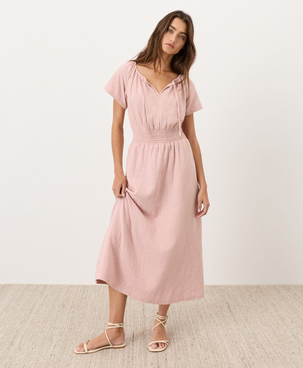Coastal Double Gauze Boho Midi Dress