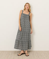 Coastal Double Gauze Strappy Tiered Maxi Dress