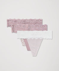 Lace Waist Thong 3-Pack