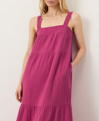 Coastal Double Gauze Strappy Tiered Maxi Dress