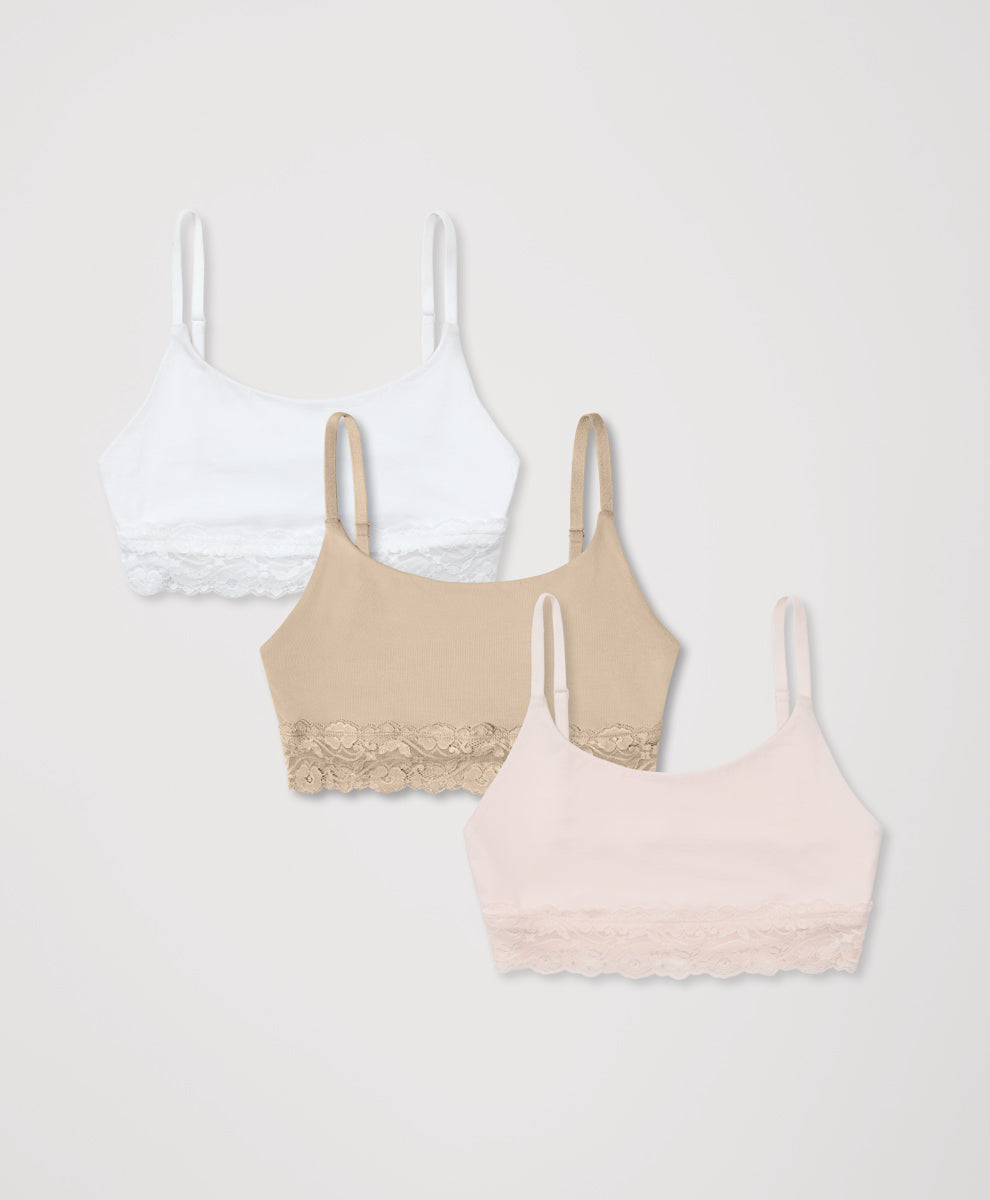 Lace Modern Scoop Bralette 3-Pack