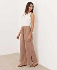 Coastal Double Gauze Split Hem Pant