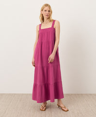 Coastal Double Gauze Strappy Tiered Maxi Dress