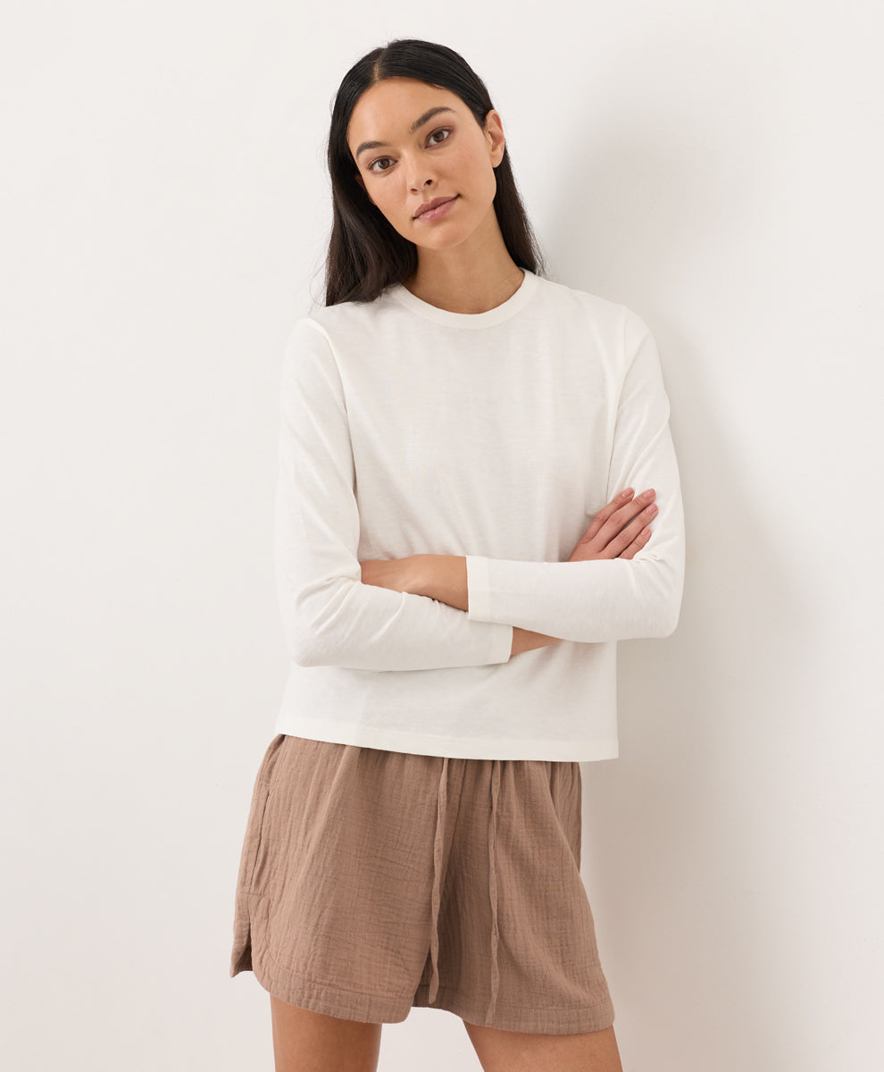 Soft-Slub Essential Crewneck Long Sleeve Tee