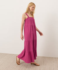 Coastal Double Gauze Strappy Tiered Maxi Dress