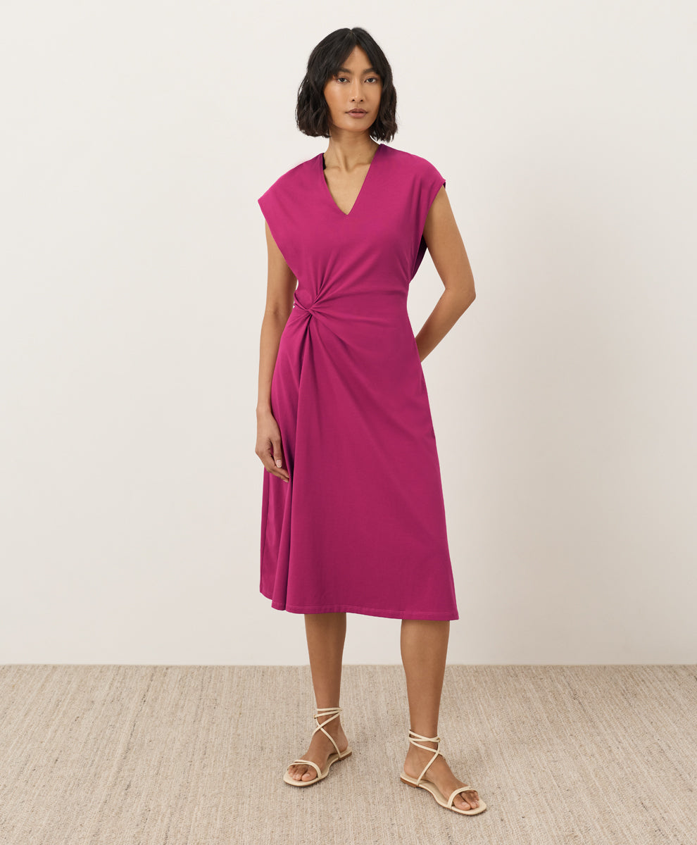 Fit & Flare V-Neck Twist Dress