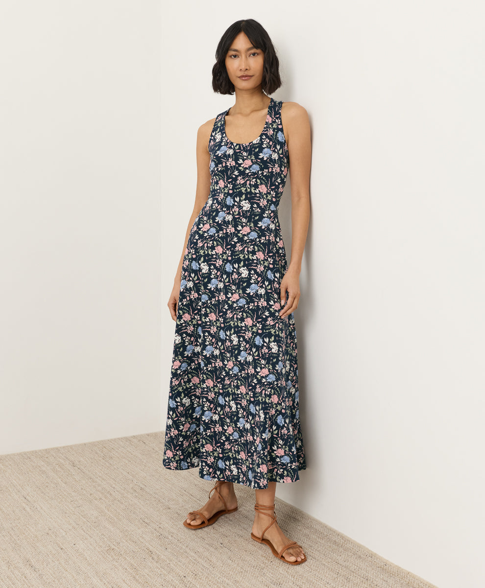 Fit & Flare Open Back Maxi Dress