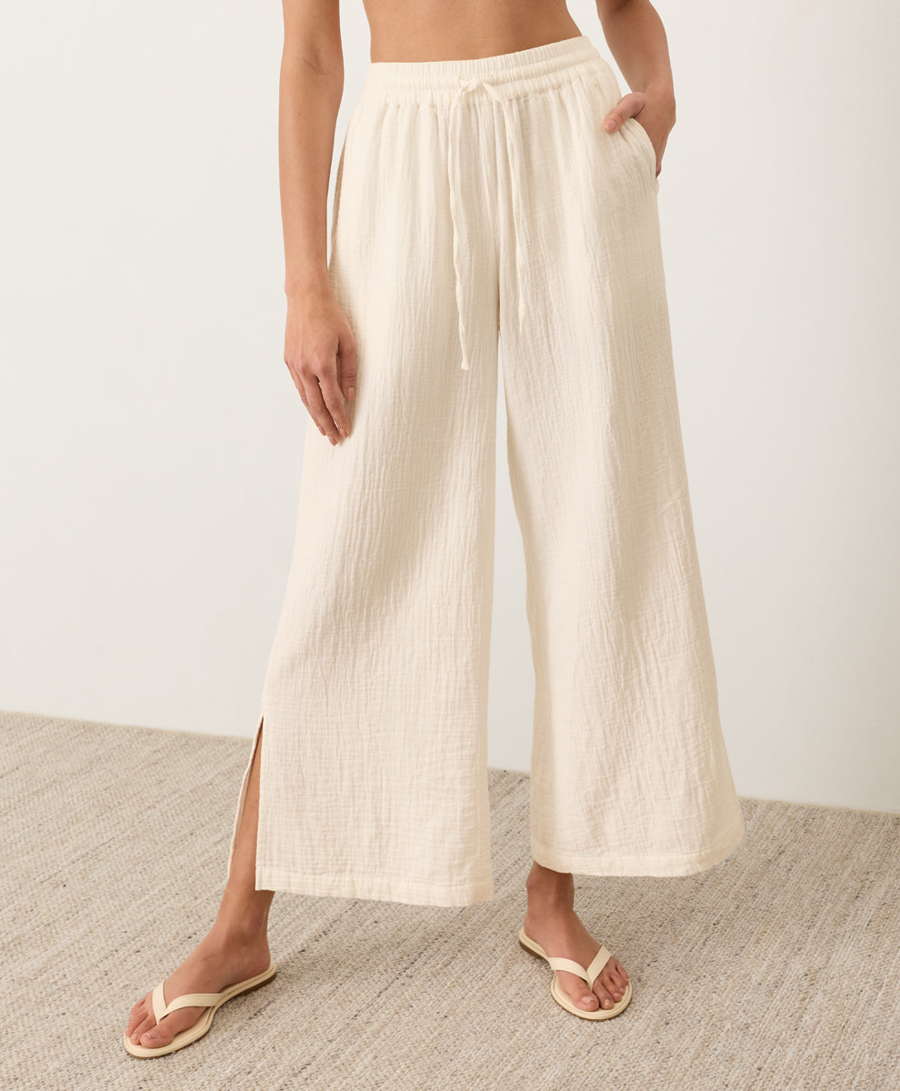 Coastal Double Gauze Split Hem Pant